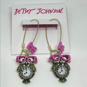 Betsy Johnson Back to Cool Owl Dangle Earrings